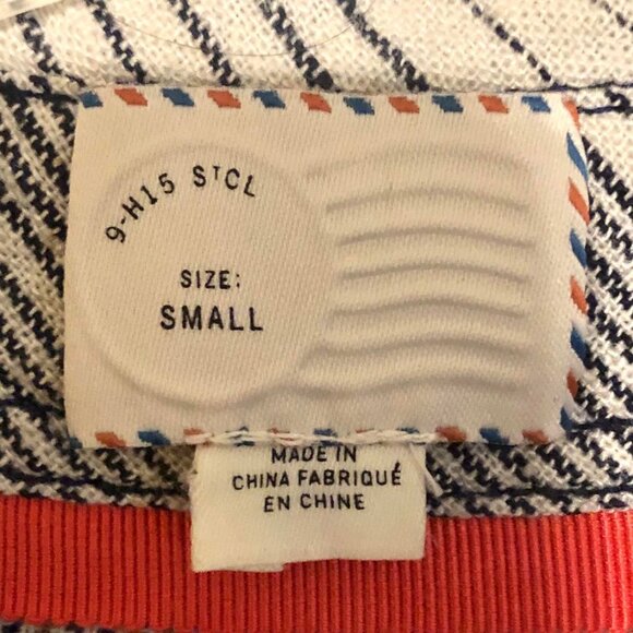 POSTMARK x ANTHROPOLOGIE Rowena Stripe Linen & Knit Tunic Top Navy\Ivory SM - Picture 4 of 6